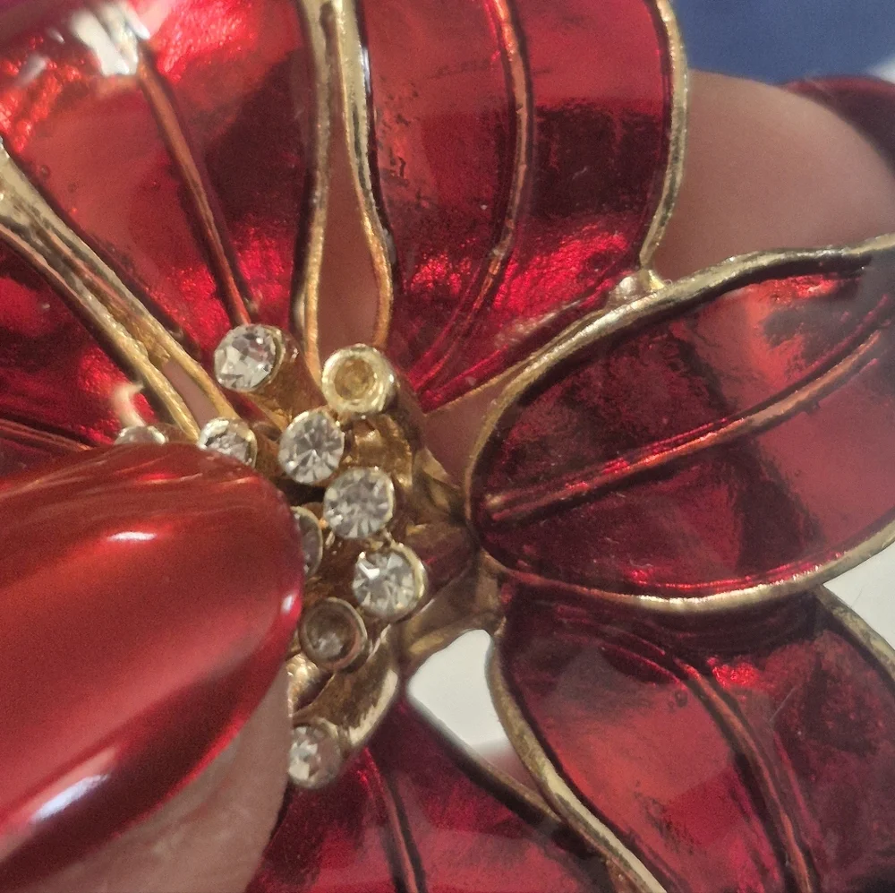 Kenneth Cole Poinsettia Flower Brooch - Picture 5 of 7